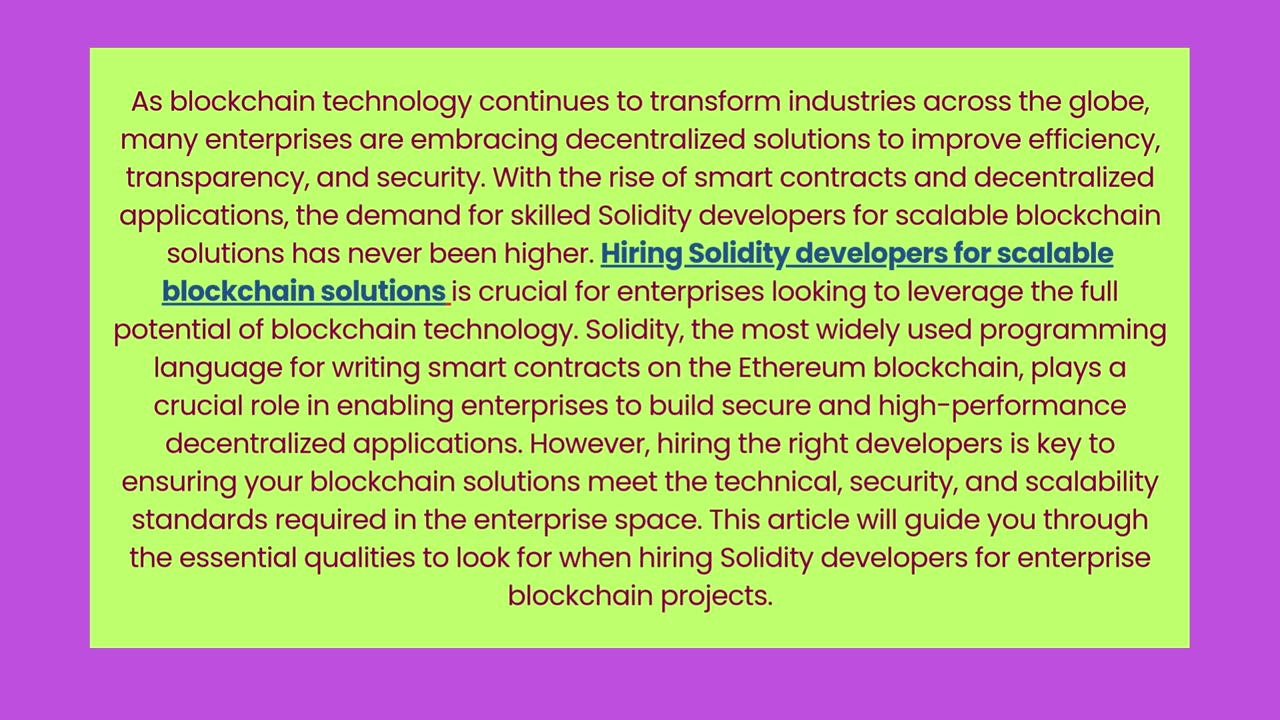 Hiring Solidity Developers for Enterprise Blockchain Solutions: What to Look For