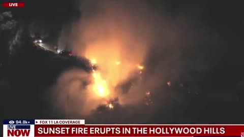 'Sunset Fire' Erupts In Hollywood Hills, Marking The Sixth Fire In The LA Area Since Tuesday