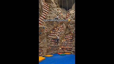 These rock climbing libraries look incredibly fun! 👏👏 #climb #interiordesign #books #reading