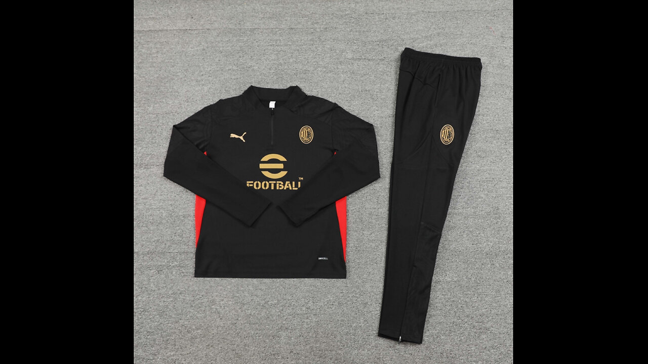 👉🏻⚽️2024/25 AC Milan Adult/Kid Black Long Sleeve Tracksuit