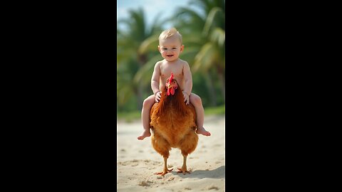 baby with chicken