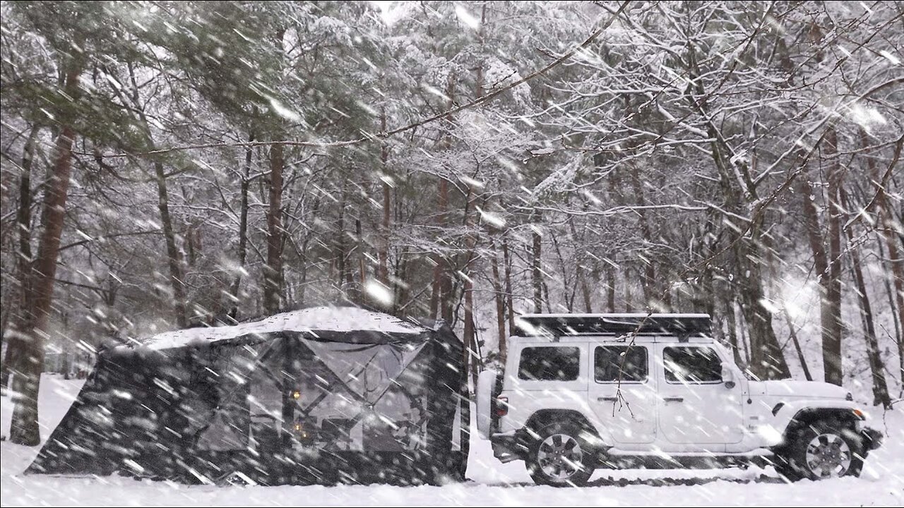 -15°C, COZY SOLO CAMPING IN A BLIZZARD❄️ㅣSnow