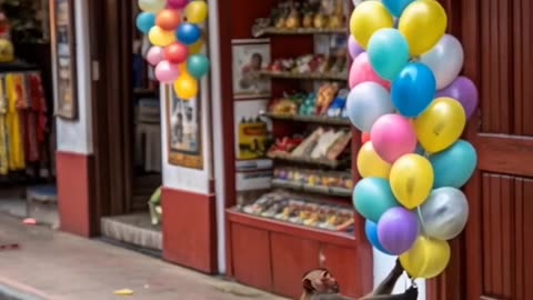 Monkey Takes Flight with Helium Balloons – A Mischievous Adventure!