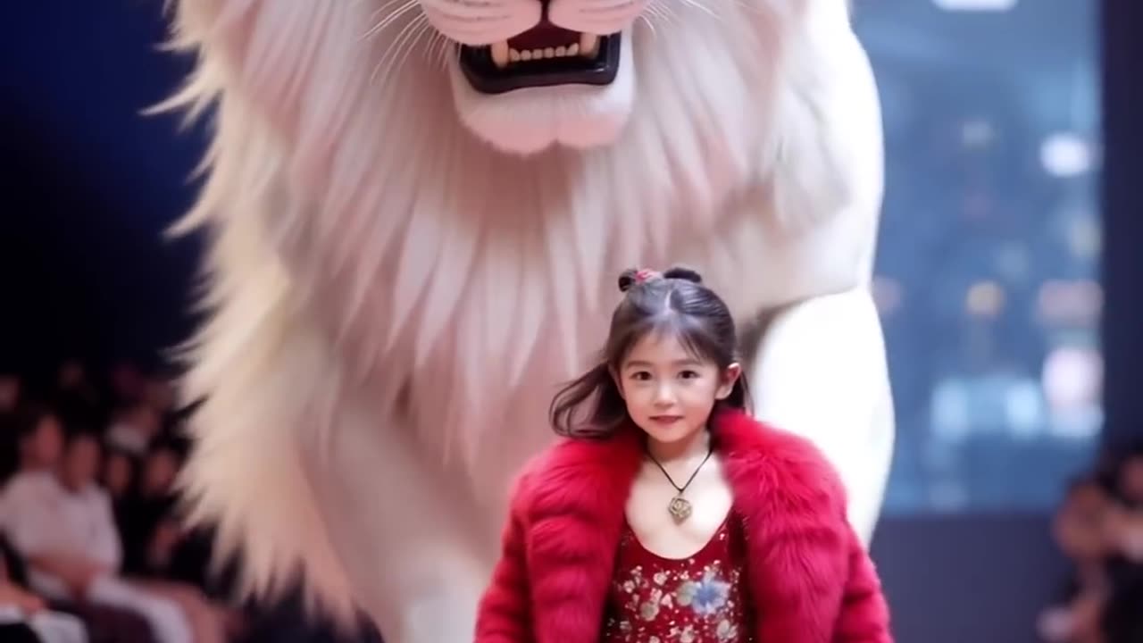 Big lion __Cute baby fashion show #lion #baby #agt #shorts #rksedit