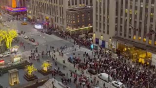 anti-Israel protesters marched in Manhattan today, chanting "globalize the intifada!"