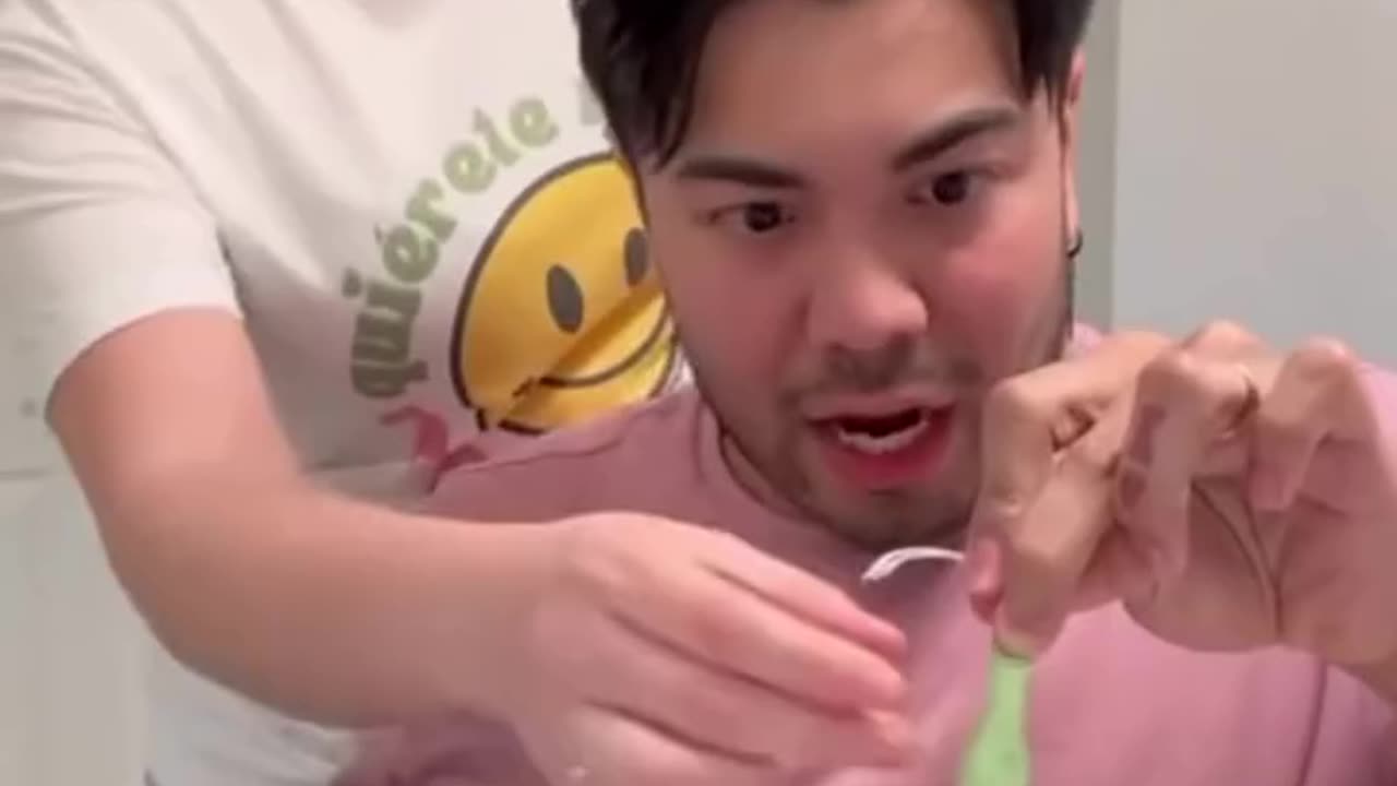 Parenting practice with a tampon for their future daughter 😂