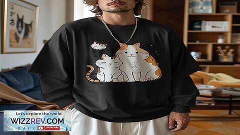 INCERUN Mens Cat Print Long Sleeve T-Shirt Casual Comfortable Crew Neck Top Review