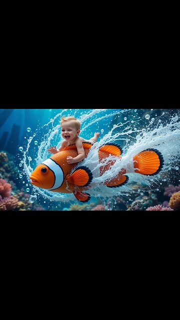 Underwater Smiles: Baby Surfs on a Clownfish!