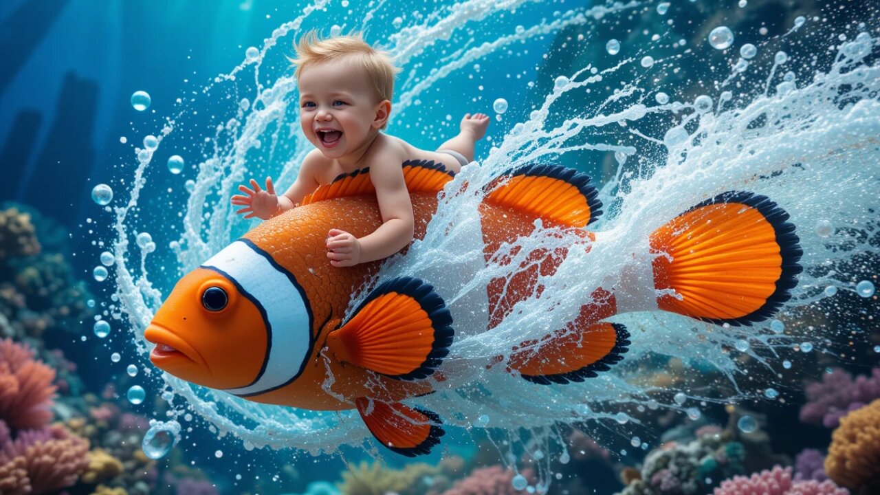 Underwater Smiles: Baby Surfs on a Clownfish!