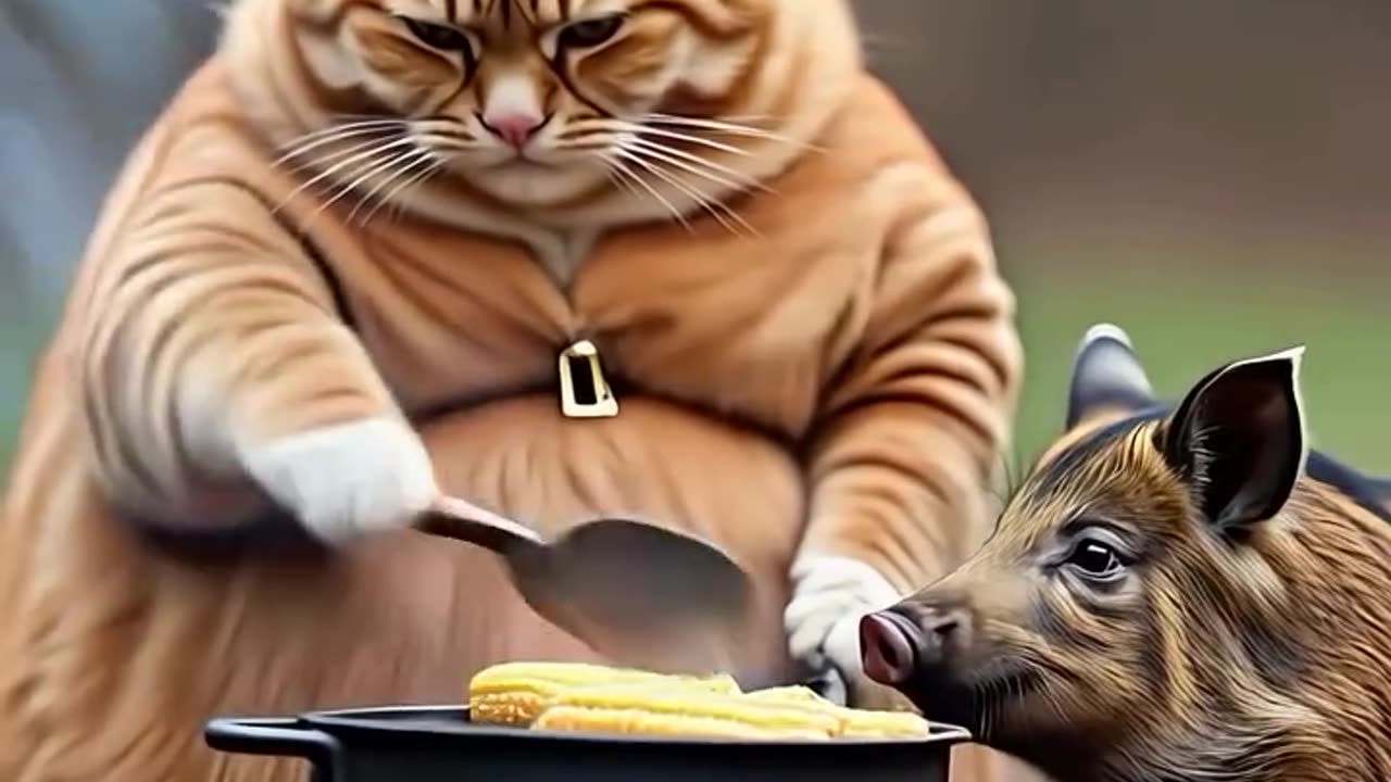 Cat rescue a mouse funny video