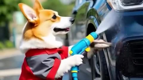 Ai dog washing car 🚘