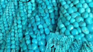 250311-7 Smooth natural turquoise round beads string