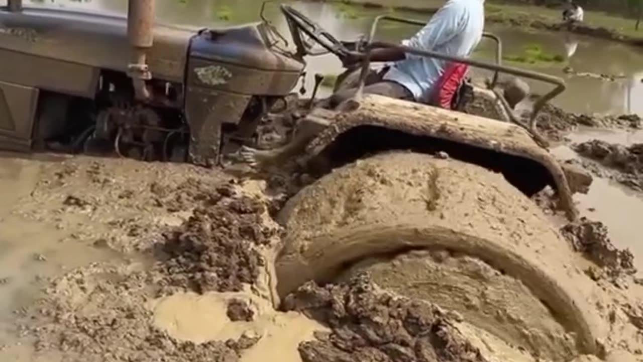 Tractor Stuck in Muddy Waters