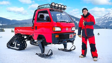 Snow Drift Warrior: Crotch Rocket-Swapped Mini Truck Conquers Winter Wastelands!"