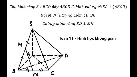 Toán 11: Cho hình chóp S.ABCD đáy ABCD là hình vuông và SA⊥(ABCD)Gọi M,N là trung điểm SB,BC