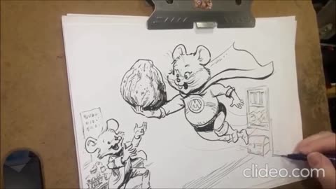 ROBbing a few minutes: Sped-Up of my live drawing- 'Super Mouse Finds a Geological Specimen'