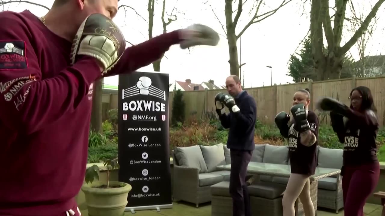 Prince William dons boxing gloves, throws jabs during charity visit