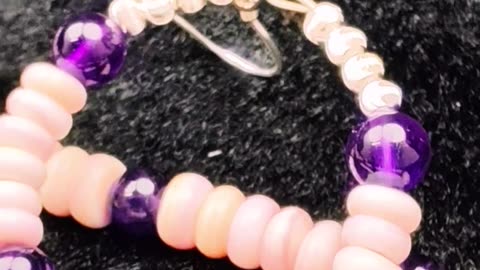 GN-20250216-04 Amethyst & Natural pink opal Jewelry Set 3 Piece Set Necklace Bracelet Earring Set