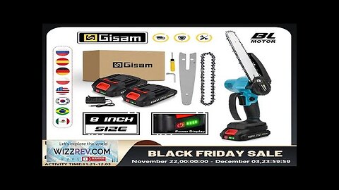 Gisam 8 Inch Brushless Chain Saw Cordless Mini Handheld Pruning Saw Woodworking Review