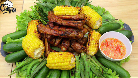 Sizzling Grilled Pork Ribs with Charred Corn | Backyard BBQ Feast ASMR