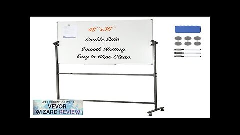 VEVOR Rolling Magnetic Whiteboard Double-sided Mobile Whiteboard 48x36 Inches Adjustable Review