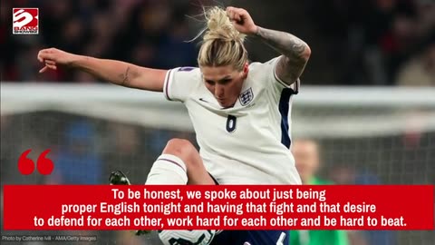 Millie Bright celebrates England's battling win over Spain