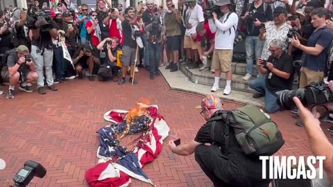 Anti Israel protesters burn the American flags