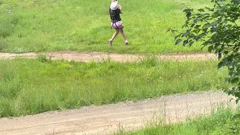 Daughter Gets Stuck Dangling On Zip Line