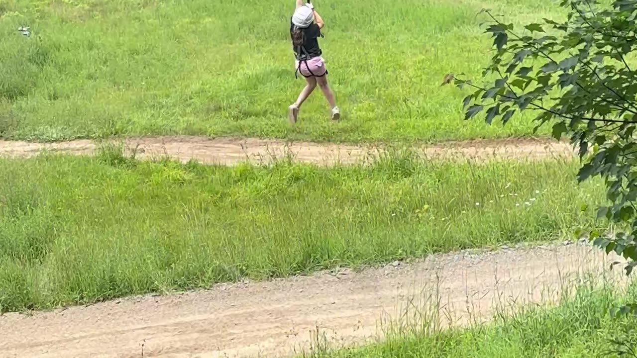 Daughter Gets Stuck Dangling On Zip Line