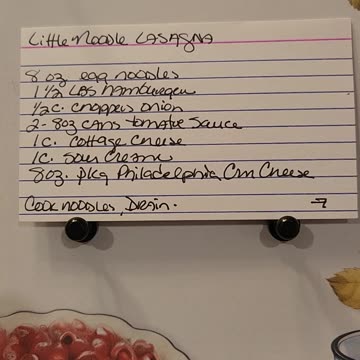 Easy Homemade Vintage Recipe card Little Noodle Lasanga Quick casserole