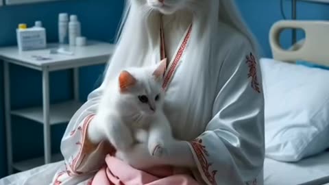 AI cute cat love story