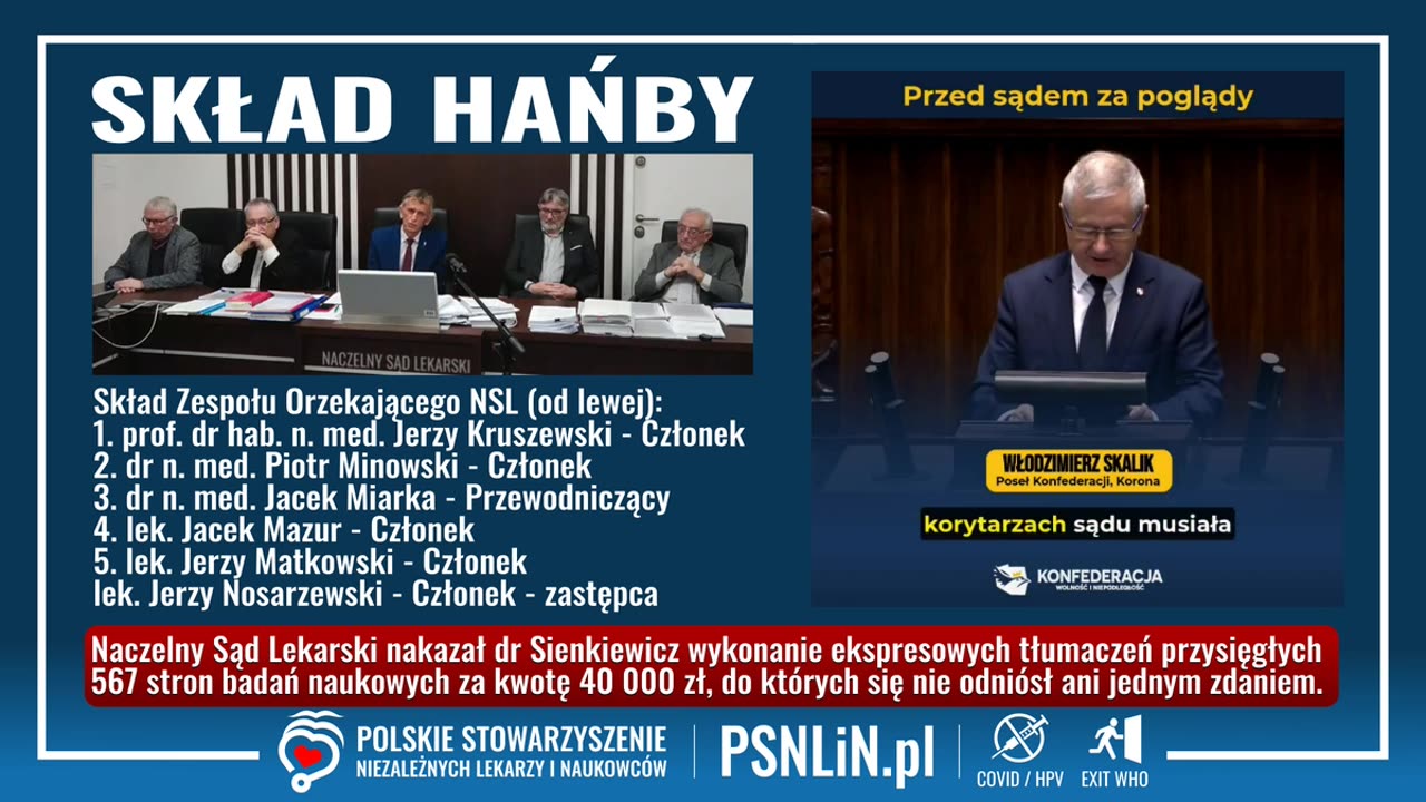 Poseł Skalik odczytuje w Sejmie RP SKŁAD HAŃBY, oburzony wyrokiem NSL skazującym dr Sienkiewicz