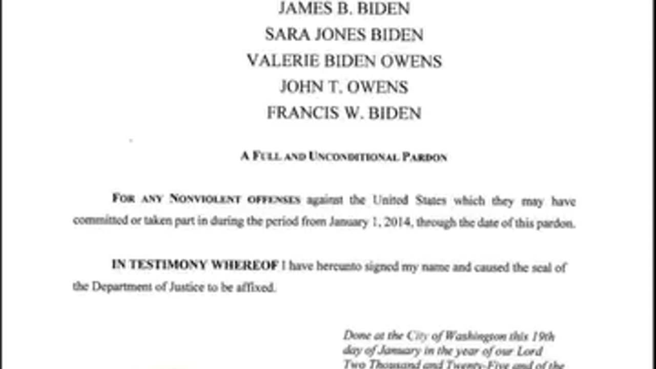 EXECUTIVE OVER REACH ~ Biden's Criminal Family Pardon