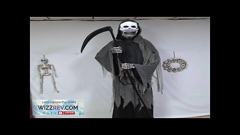 Mouth Movable Scythe Skeleton Halloween Party Spooky Yard Decoration Outdoor Scene Review