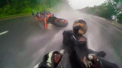 Bike Saves Girlfriend After Crash In Rain Great Partner.