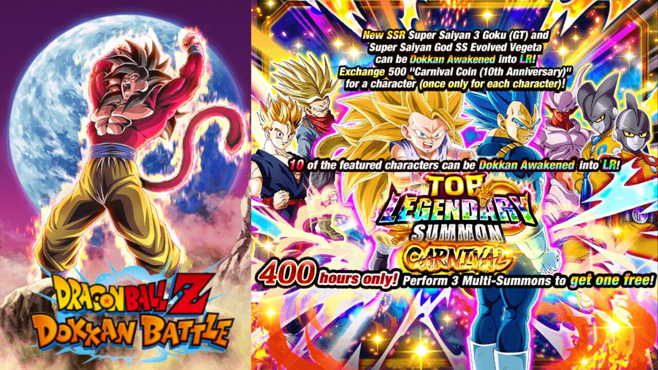 DBZ Dokkan Battle: 10th Year Anni TOP Legendary Summon Carnival Banner