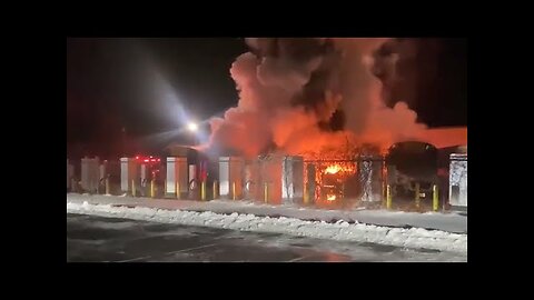 4EKECTRIC LION SCHOOL BUSES BURN IVERNIGHT