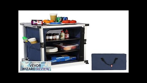 VEVOR Camping Kitchen Table Pop-up Aluminum Portable Folding Cook Station w/ 3-Tier Review