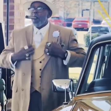 Old School Money - Gold Rolls Royce and Gold suit and Cigar