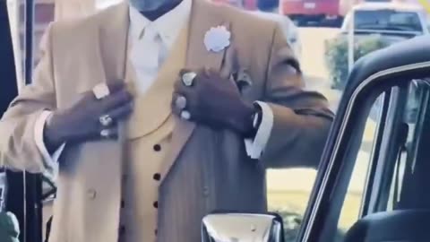 Old School Money - Gold Rolls Royce and Gold suit and Cigar