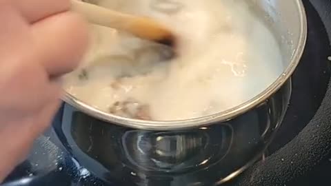 Sausage gravy and fluffy eggs