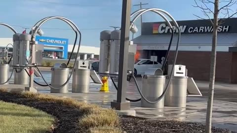 Car On Fire Spotted at Car Wash