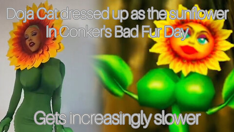 Doja Cat dressed as the sunflower in Conker's Bad Fur Day