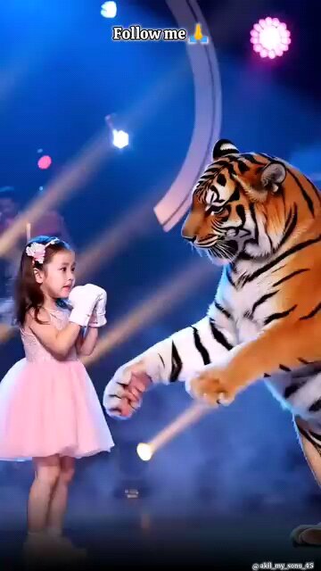 Girl Perform with Tiger