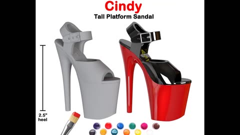 Cindy Miniature Tall Platform Shoes in Pink Chrome | 3D Printed Shoes with 2" Heel on Turntable