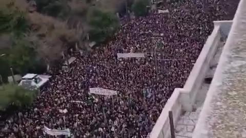 Hundreds of thousands gathered in Syntagma Square in downtown Athens, Greece