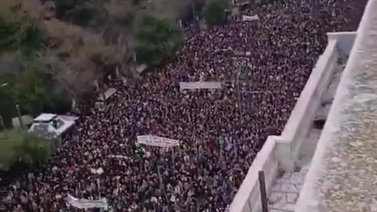 Hundreds of thousands gathered in Syntagma Square in downtown Athens, Greece