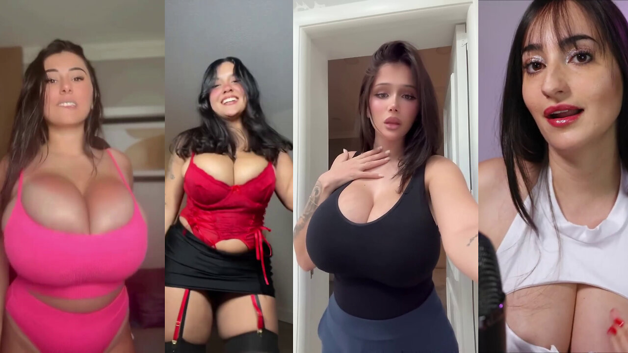 Huge Boobs / No Bra / Hard Nipples 13 - Big bank tiktok challenge ❤️‍ClipchampGirls 2025