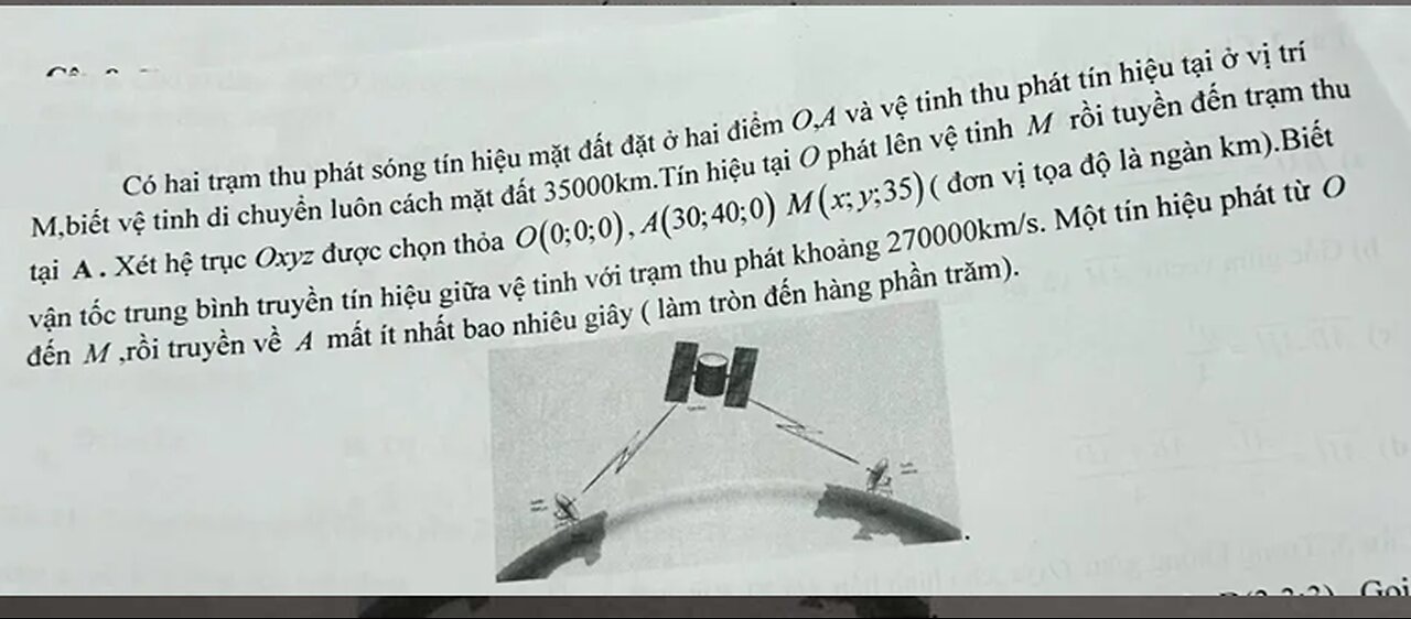 Toán 12: Bất đẳng thức Minkowski: Có hai trạm thu phát sóng tín hiệu mặt đất đặt ở hai điểm O,A và