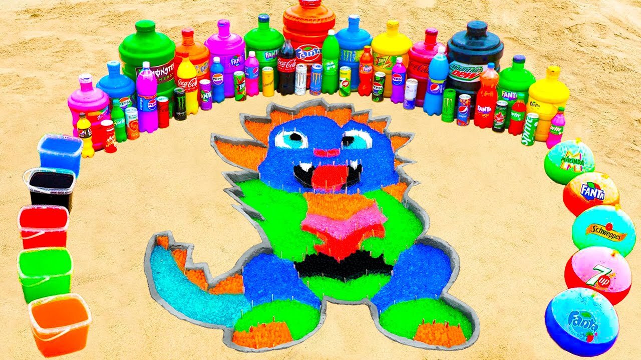 How to make Rainbow Magical Dragon with Orbeez, Balloons of Coca Cola, 7up & Popular Sodas vs Mentos